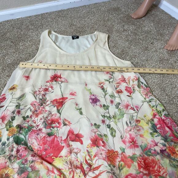 Cal Style top blouse floral asymmetric hem sleeveless floral vanilla floral 2XL - Picture 8 of 10